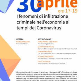 Seminario I – I fenomeni di infiltrazione criminale nell’economia ai tempi del Coronavirus